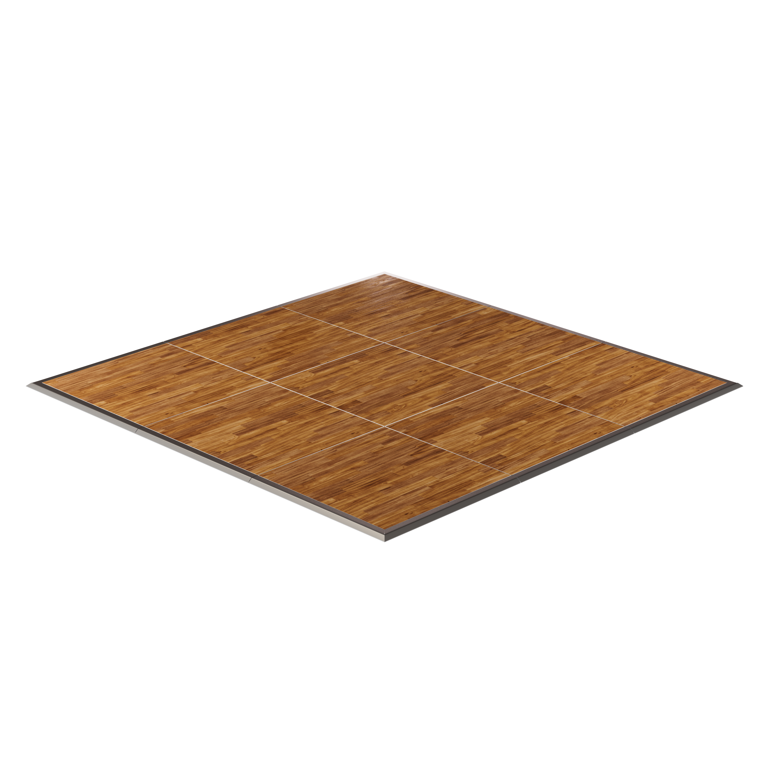 Premium bamboo dance floor, 4x4 feet, durable, features interlocking panels for easy setup and transport.