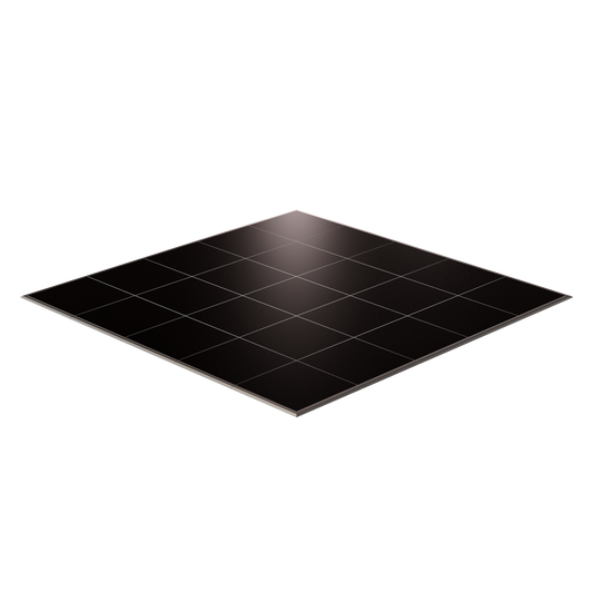 Black solar panel with a grid design, ideal for eco-friendly energy solutions.