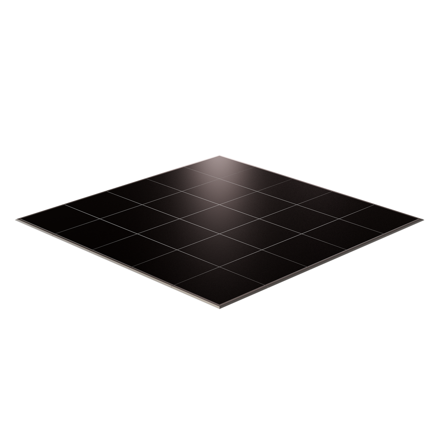 Black solar panel with a grid design, ideal for eco-friendly energy solutions.