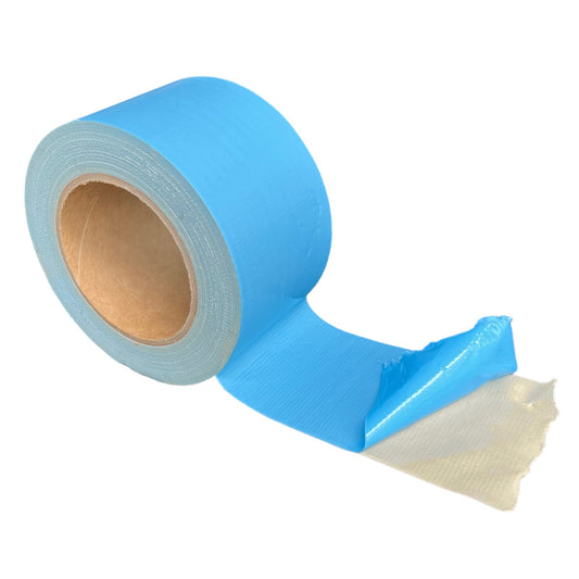 Blue painter's tape on a roll, ideal for clean lines and easy removal, perfect for painting projects.