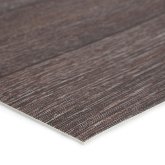 Close-up of dark wood laminate flooring, featuring a textured surface and a durable, waterproof design.