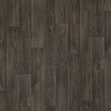 Dark wood laminate flooring with a textured finish, ideal for modern interiors and high durability.