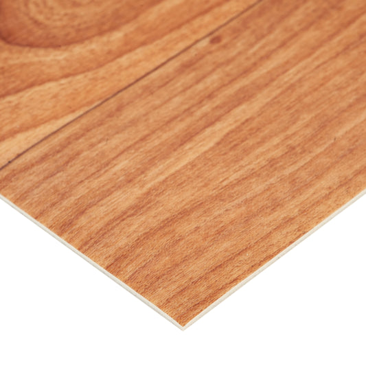 Natural wood laminate flooring in warm brown tones, durable and easy to maintain.