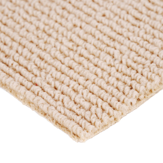Natural beige woven area rug made from durable jute, perfect for adding texture to any room.