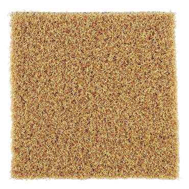 Natural tan artificial grass mat, soft texture, ideal for indoor/outdoor decor, 1x1 meter size.
