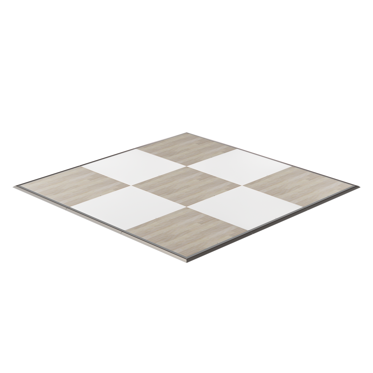 Wooden chessboard with alternating white and light wood squares, perfect for elegant game nights.