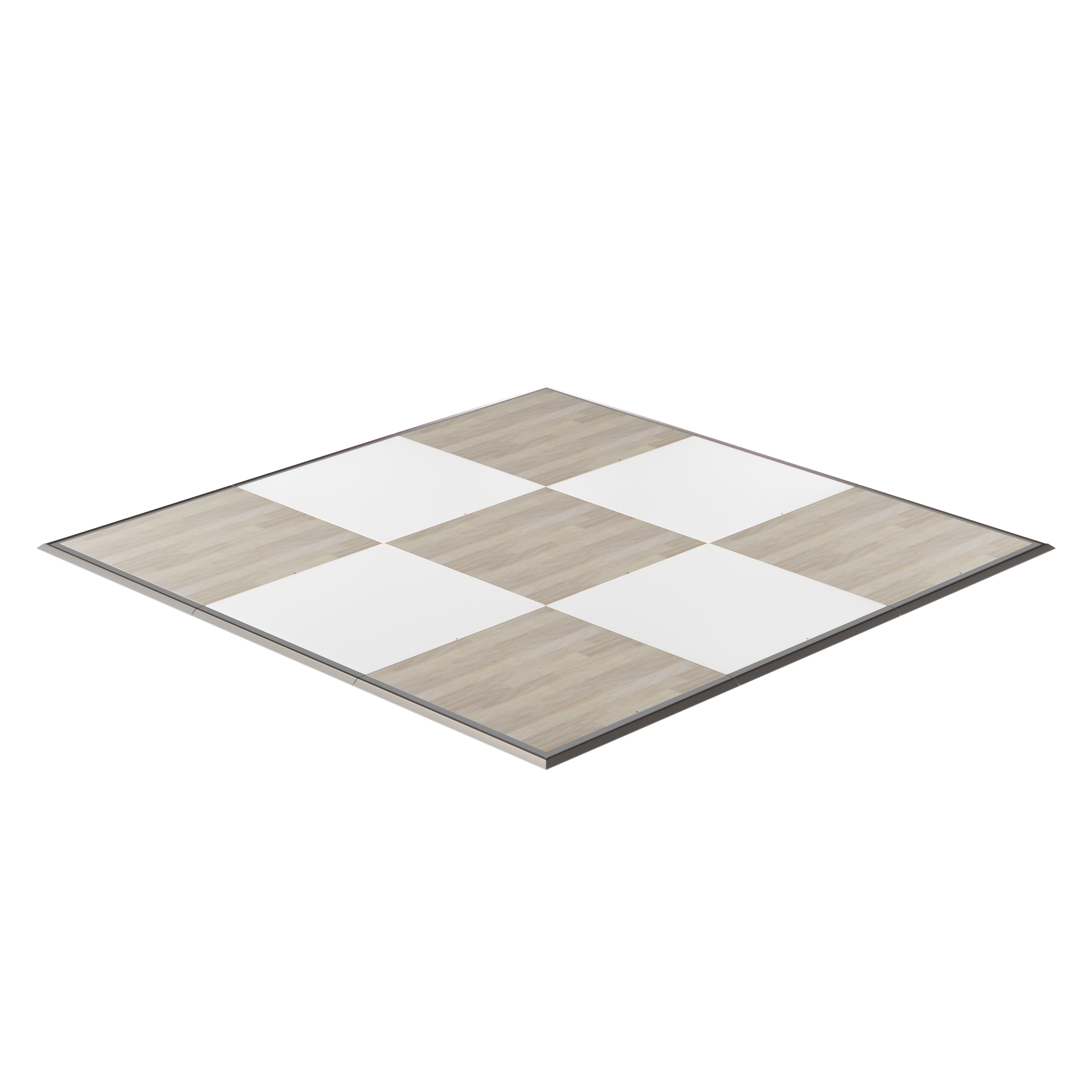 Wooden chessboard with alternating white and light wood squares, perfect for elegant game nights.