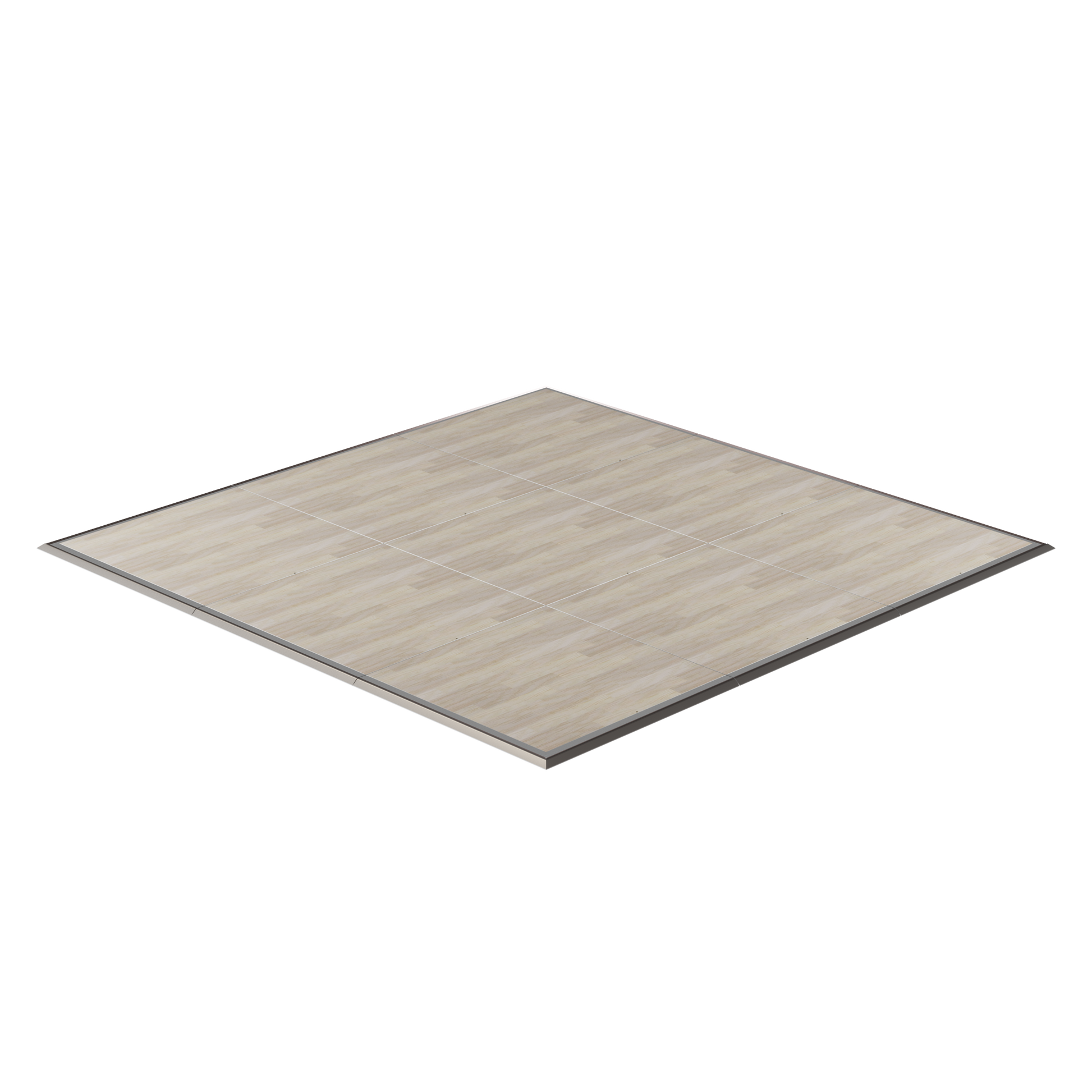 Light wood laminate flooring panel with grey trim, ideal for modern interior designs.