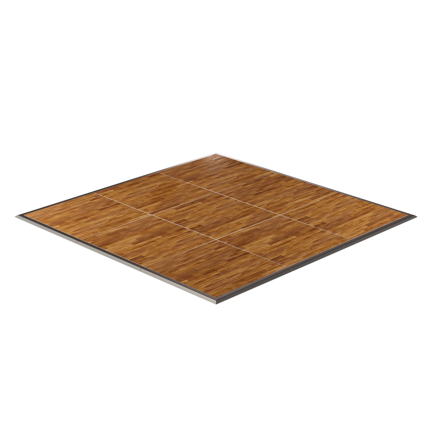 Premium bamboo dance floor, 4x4 feet, durable, features interlocking panels for easy setup and transport.