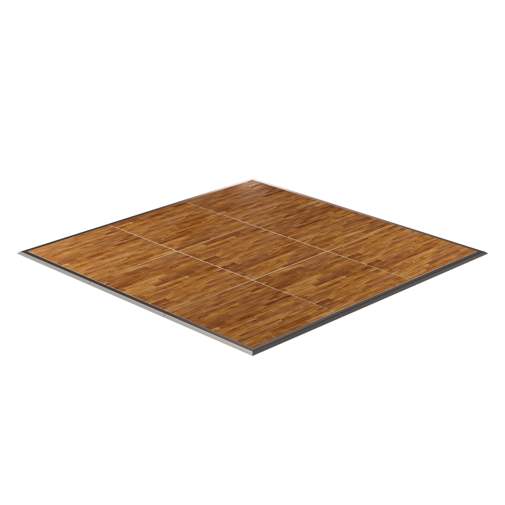 Premium bamboo dance floor, 4x4 feet, durable, features interlocking panels for easy setup and transport.