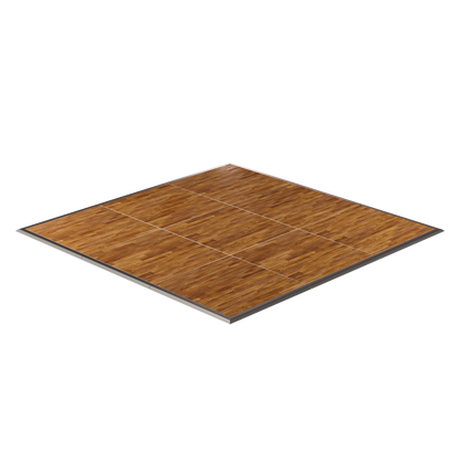 Premium bamboo dance floor, 4x4 feet, durable, features interlocking panels for easy setup and transport.