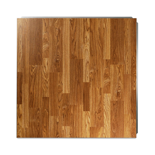 Natural oak laminate flooring, warm brown tones, durable and scratch-resistant surface, ideal for home interiors.