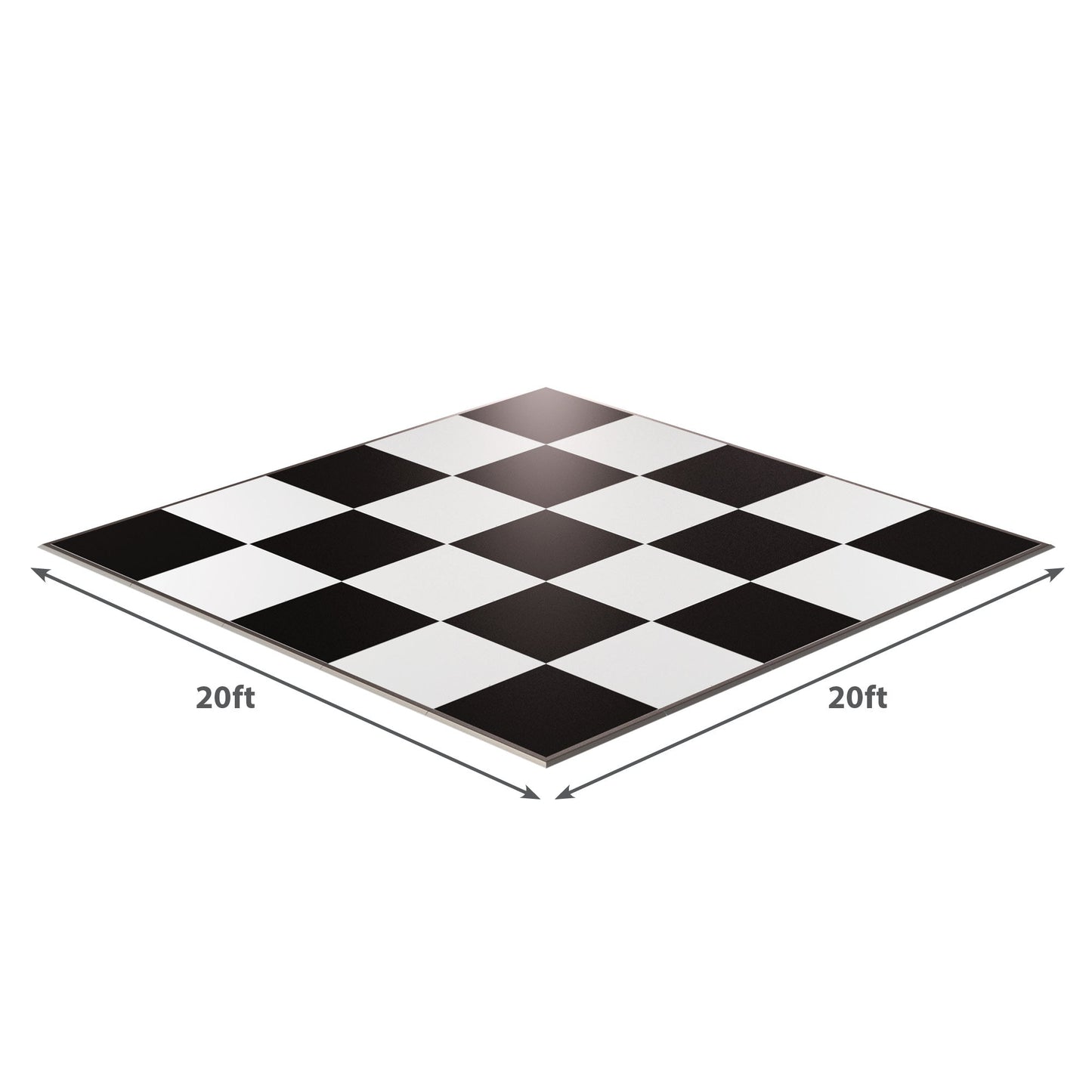 20ft black and white checkerboard floor mat, perfect for events and dance floors.
