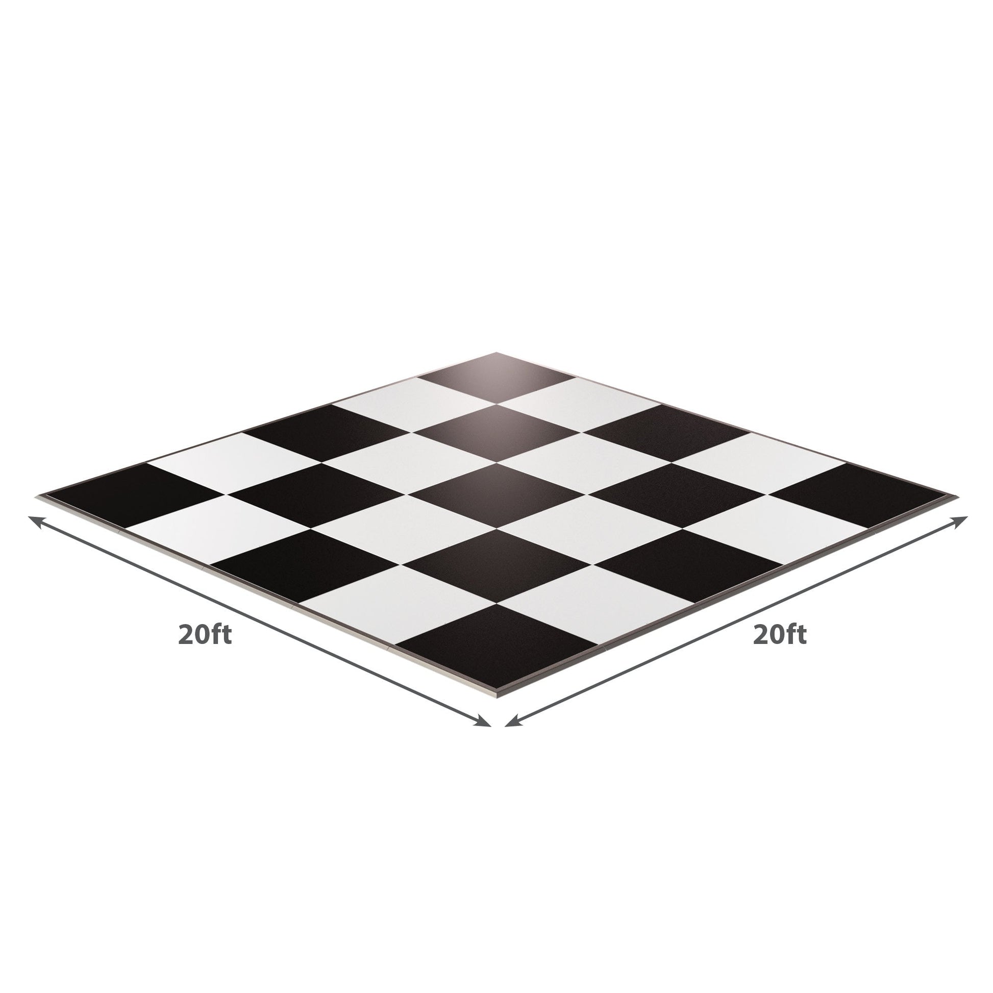20ft black and white checkerboard floor mat, perfect for events and dance floors.