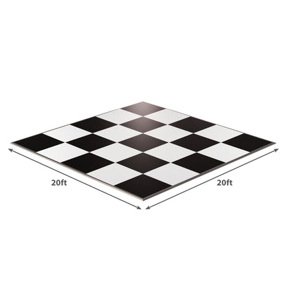 20ft black and white checkerboard floor mat, perfect for events and dance floors.