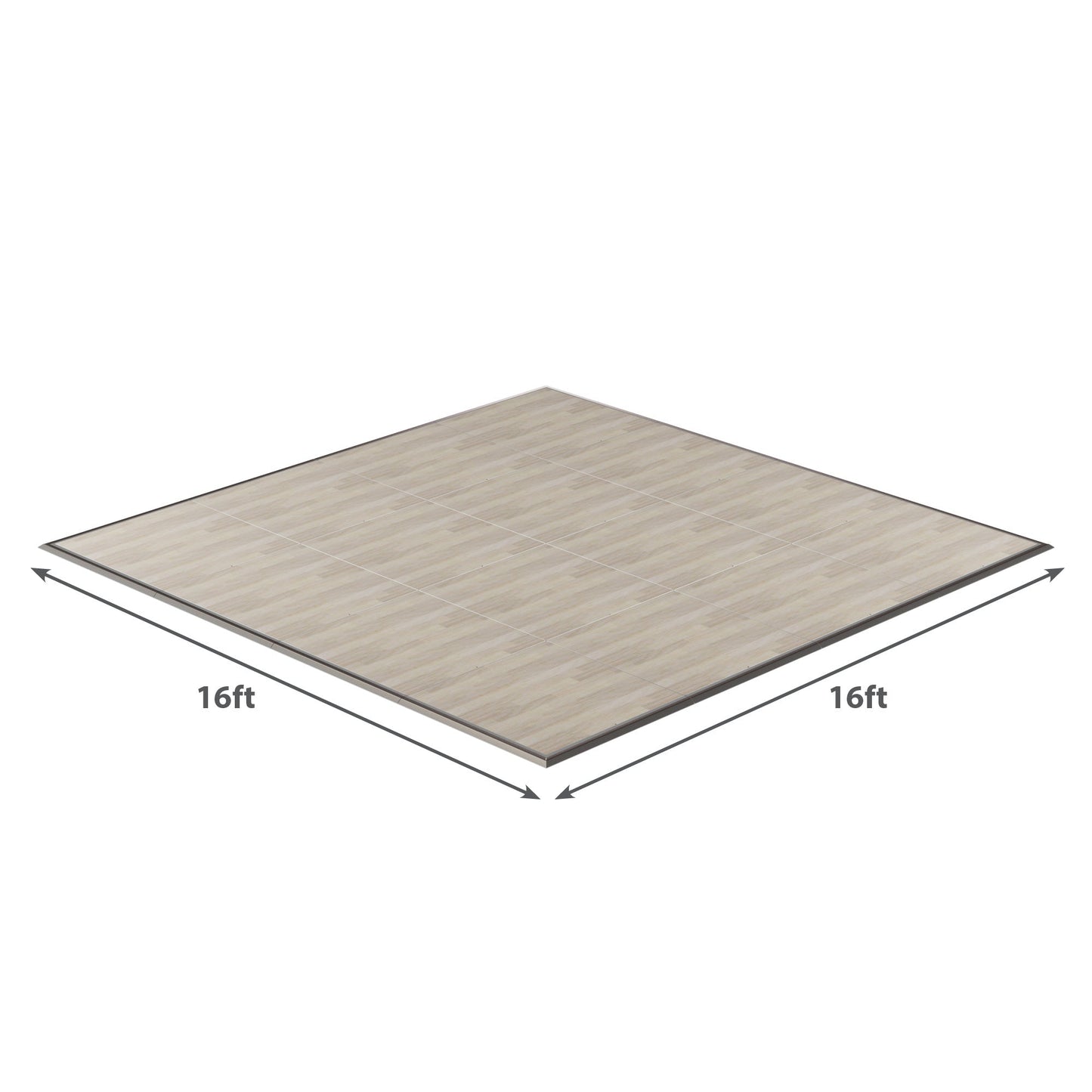 16ft x 16ft light wood vinyl flooring with a modern design, ideal for various indoor spaces.