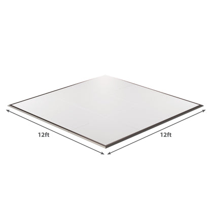 12ft x 12ft white vinyl flooring panel with a sleek border for modern interior design.