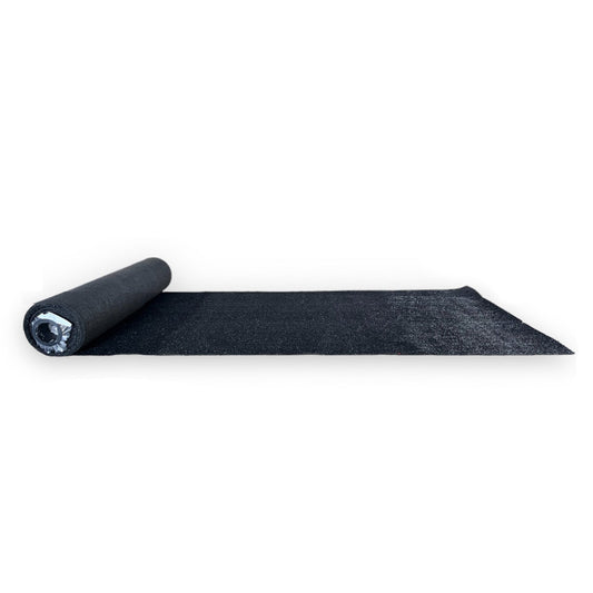 Black outdoor mat roll made of durable material for versatile use and easy installation.