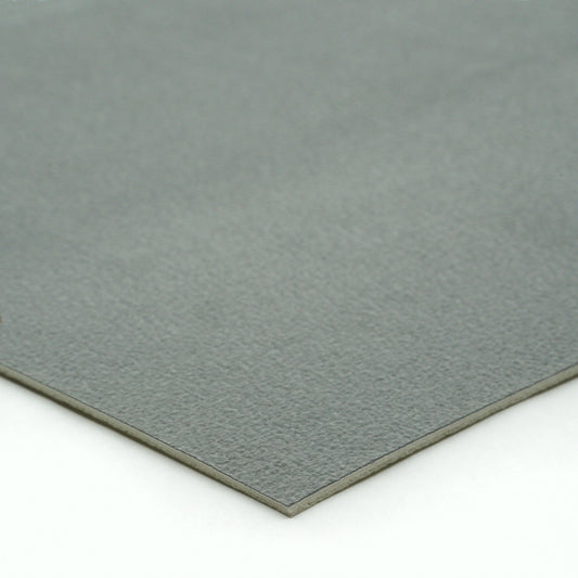 Gray suede fabric sheet, soft texture, ideal for crafts and upholstery projects.