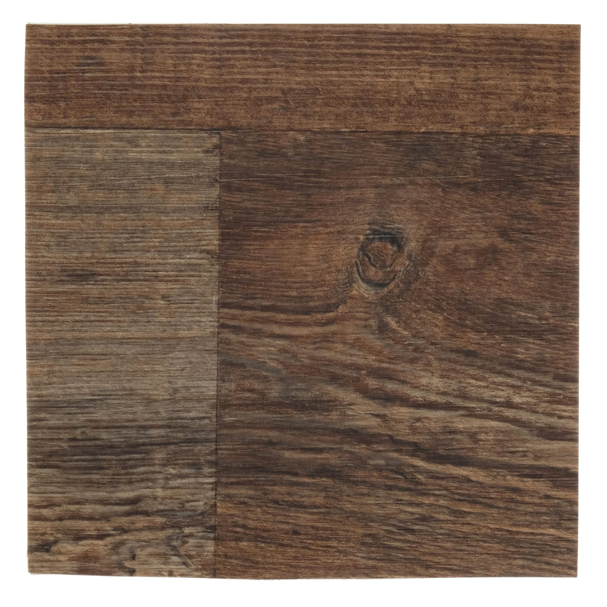 Brown reclaimed wood panel with varying textures, ideal for rustic decor and woodworking projects.