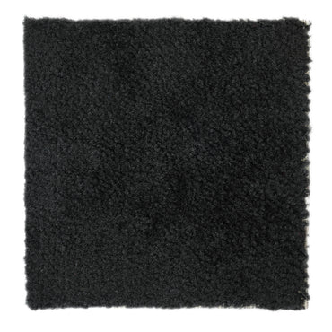 Soft black shag rug, plush texture, ideal for adding warmth to any room.