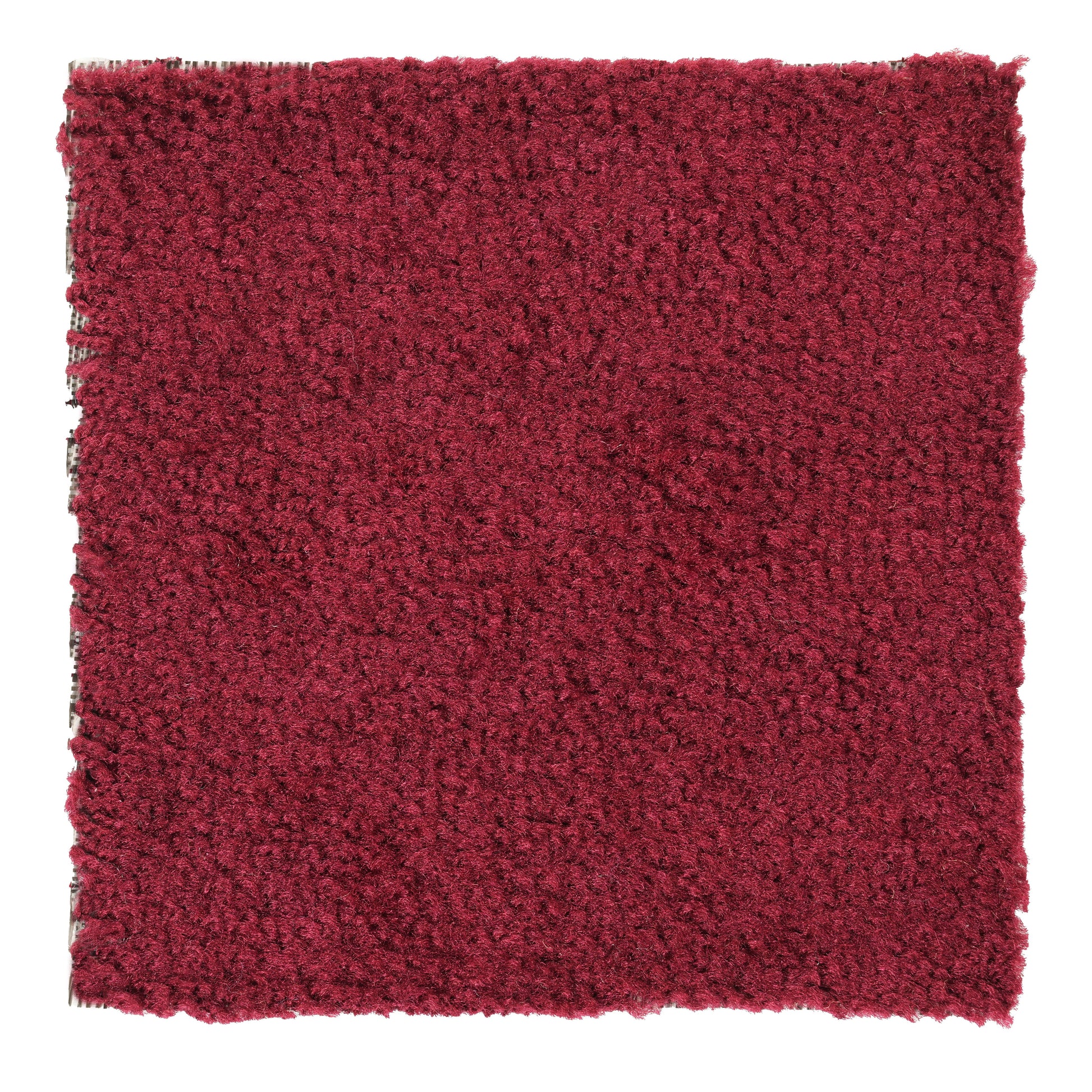 Soft burgundy shag rug, plush texture, perfect for cozy living spaces or bedrooms.