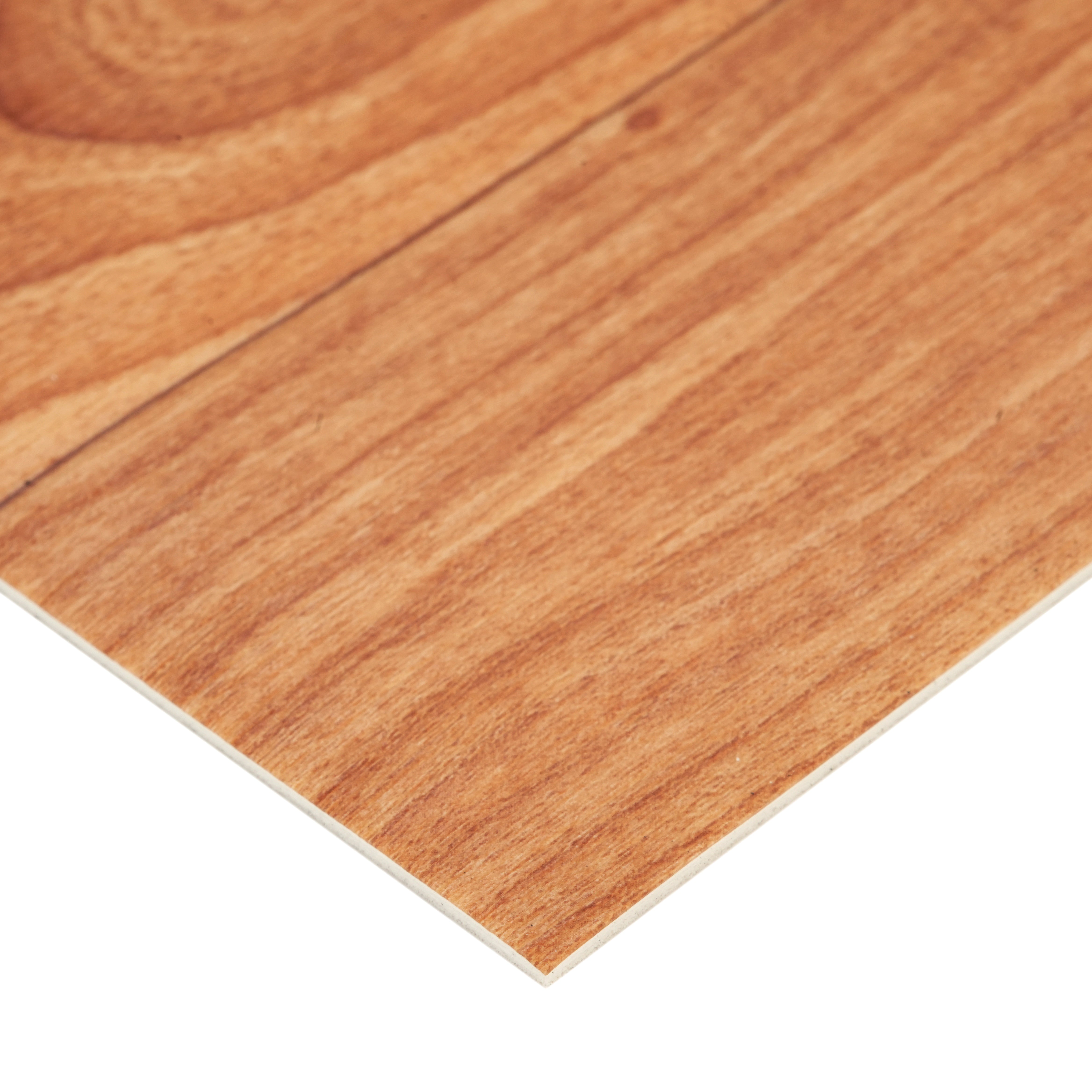 Natural wood laminate flooring in warm brown tones, durable and easy to maintain.