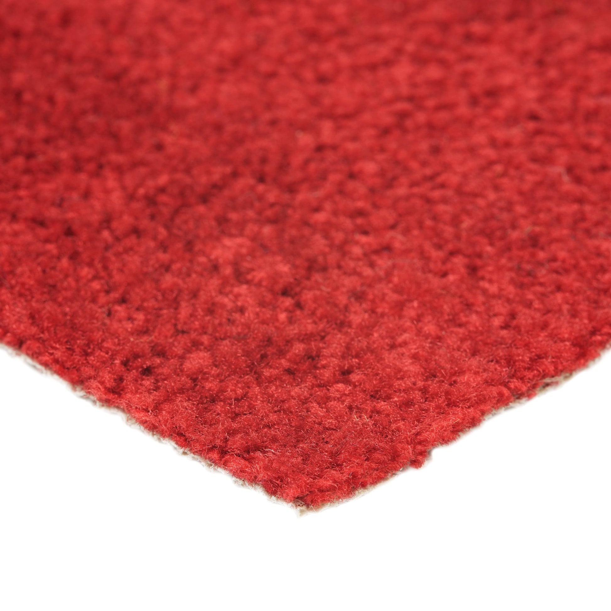 Close-up of red wool felt fabric, showcasing its soft texture and rich color for crafting or home decor.