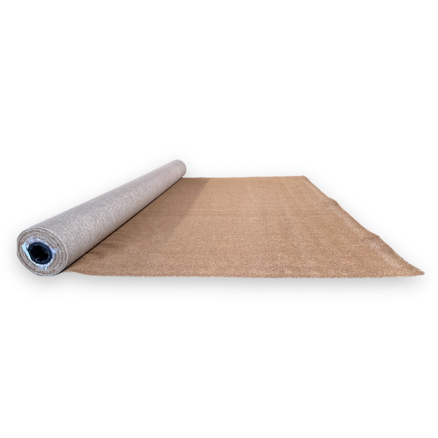 Roll of beige synthetic carpet mat for indoor and outdoor use, durable and easy to clean.