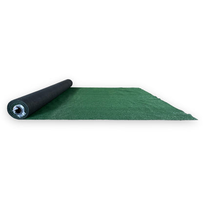 Green synthetic grass roll, durable material, ideal for landscaping or sports fields.