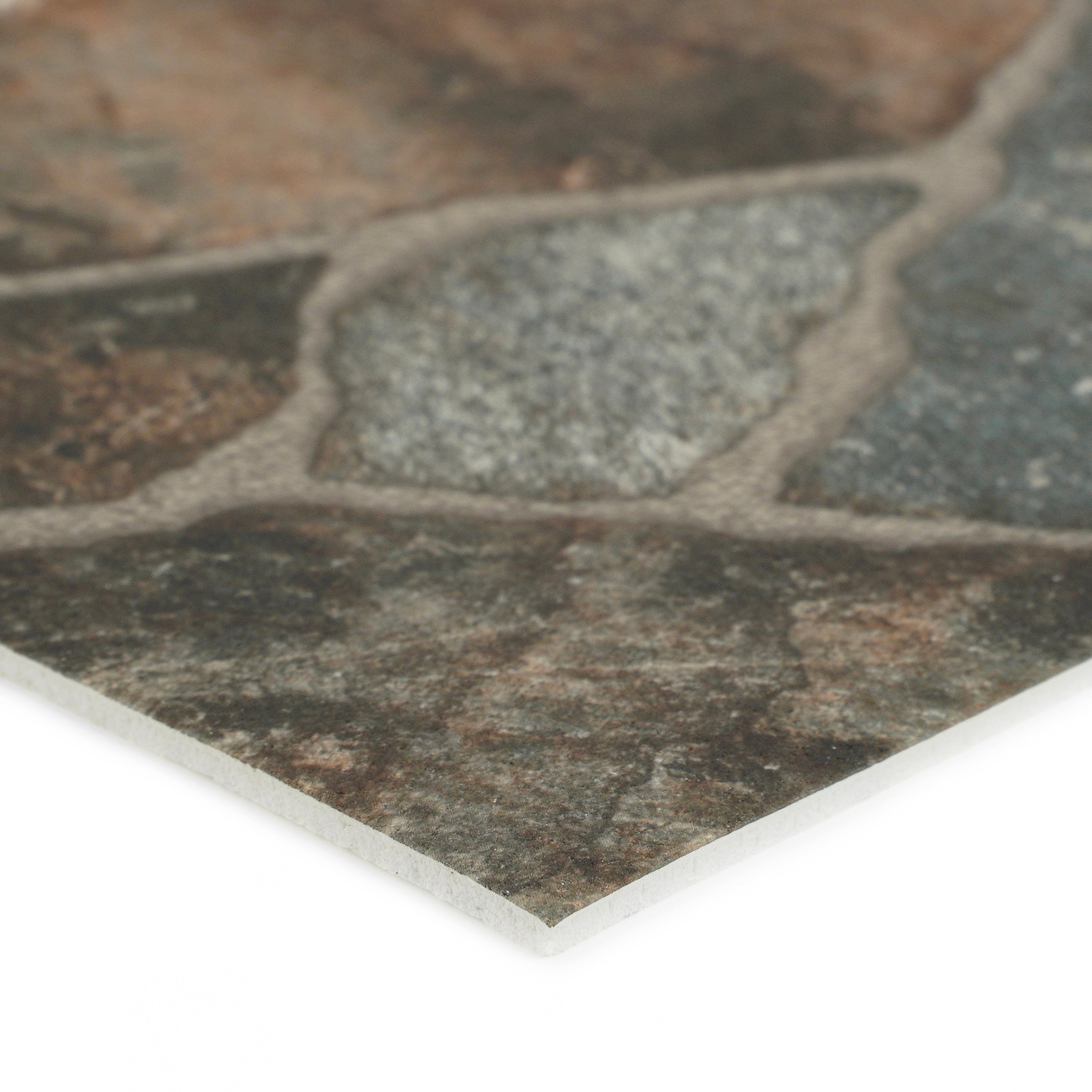 Textured stone tile in earthy tones, featuring a durable surface for flooring or wall applications.