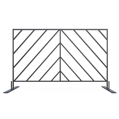 Modern black metal decorative panel with a chevron design, perfect for indoor or outdoor spaces.