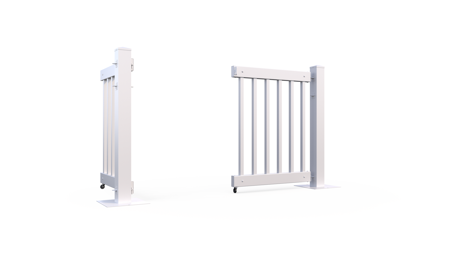White metal baby gate with expandable design and safety features for secure indoor use.