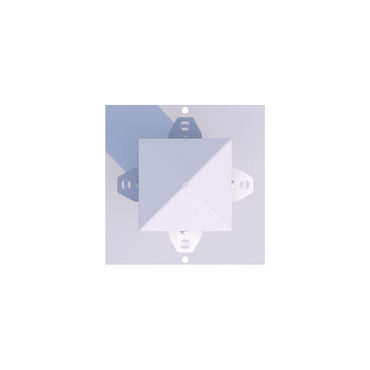 White vinyl pyramid roof cap for posts, durable and stylish, perfect for outdoor use.