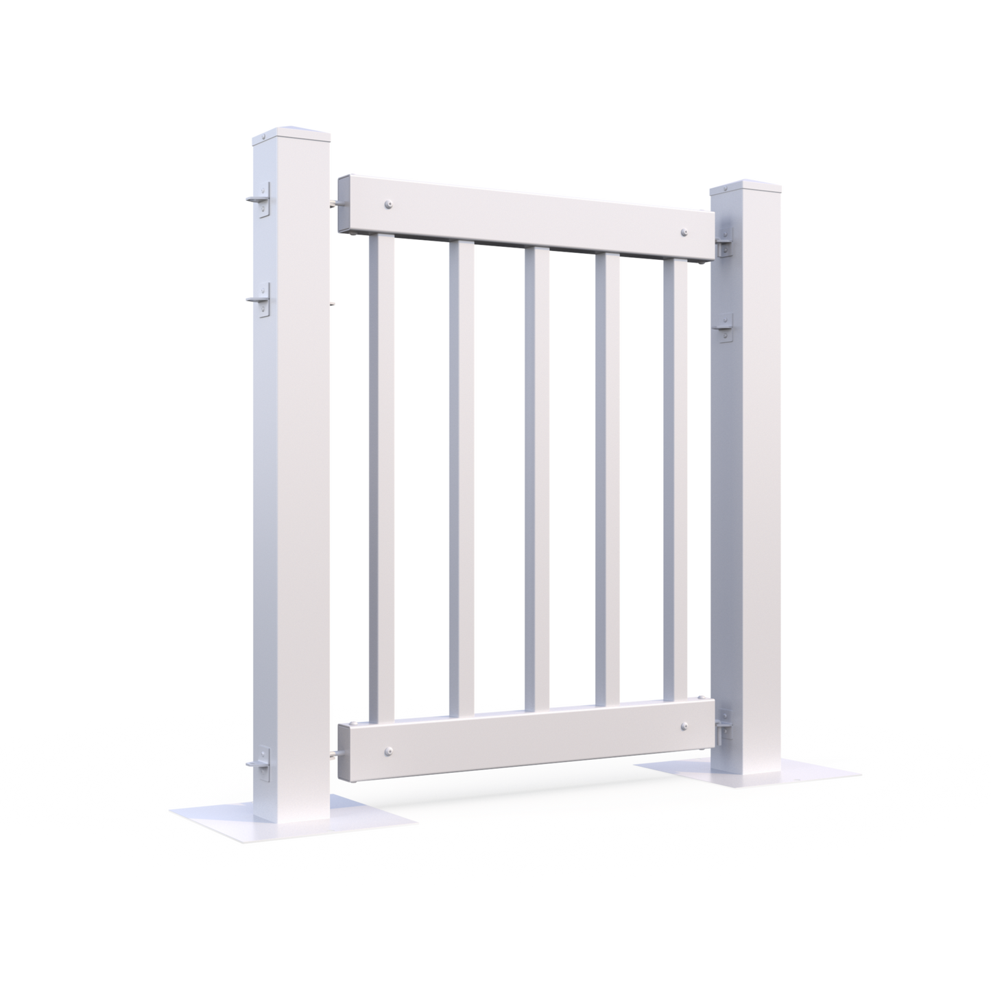 White wooden garden gate with vertical slats and sturdy posts for enhanced outdoor security.