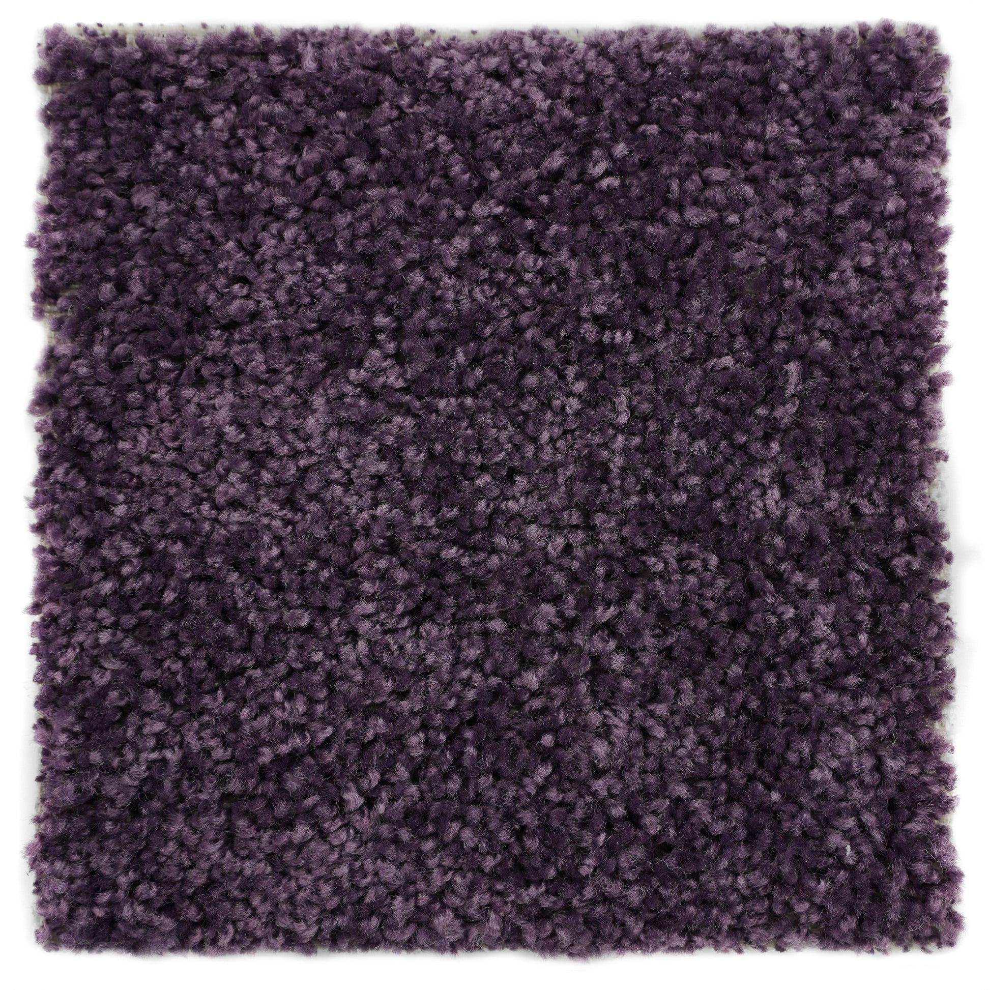 Plush purple shag rug, soft synthetic fibers, perfect for adding warmth to any room décor.