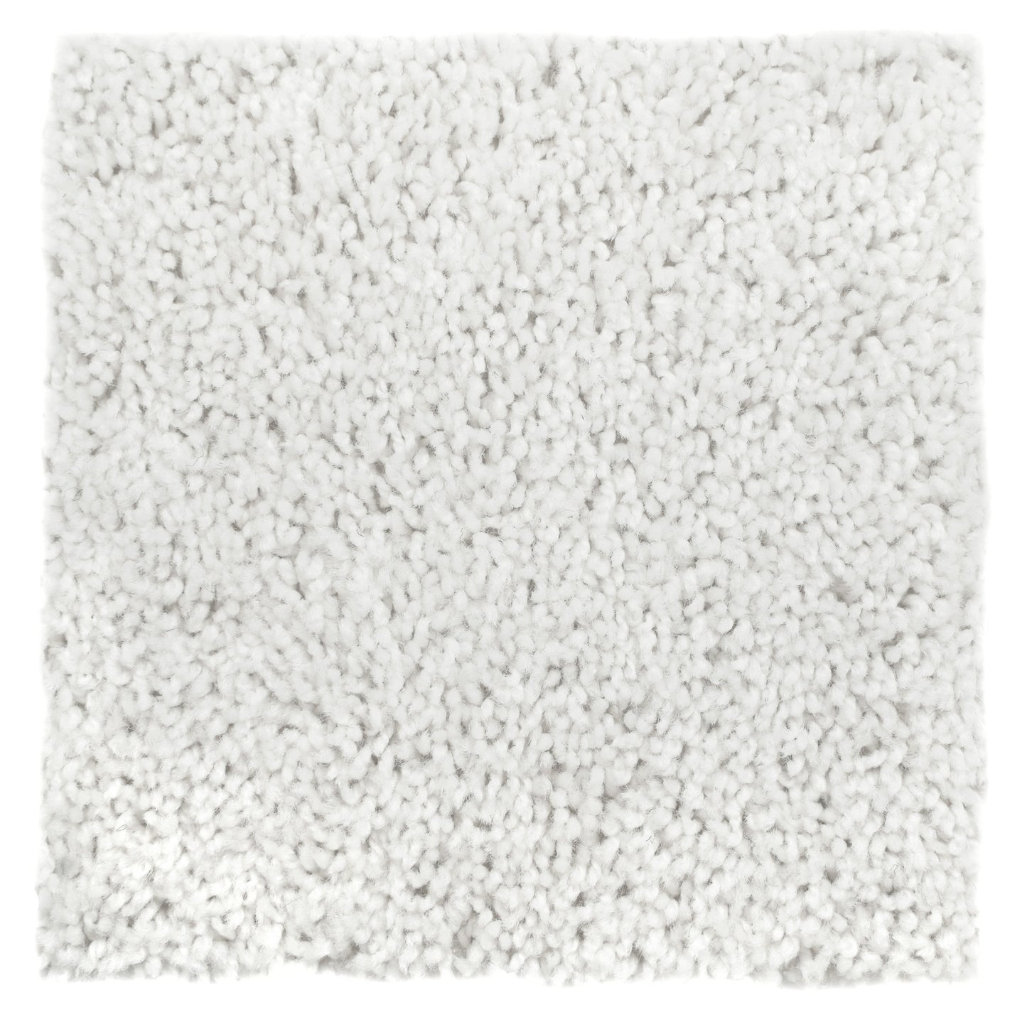 Soft white shag area rug, plush texture, ideal for cozy living rooms or bedrooms.