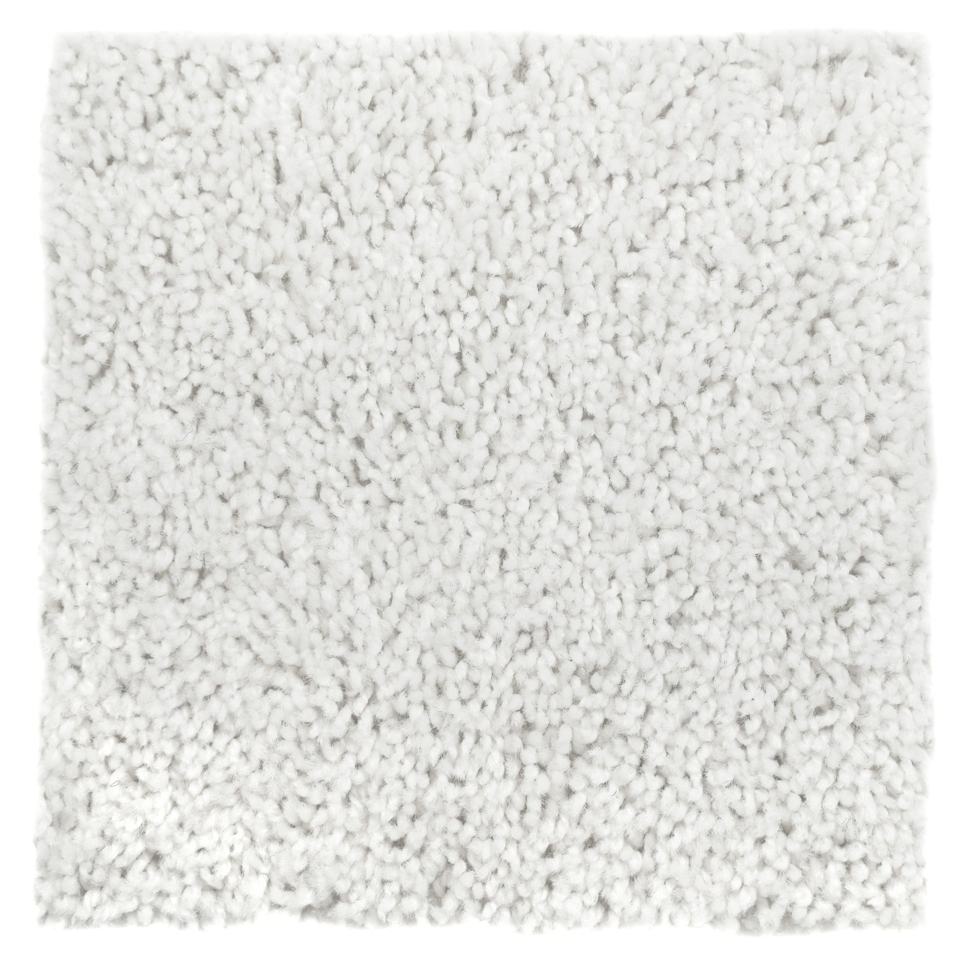Soft white shag area rug, plush texture, ideal for cozy living rooms or bedrooms.