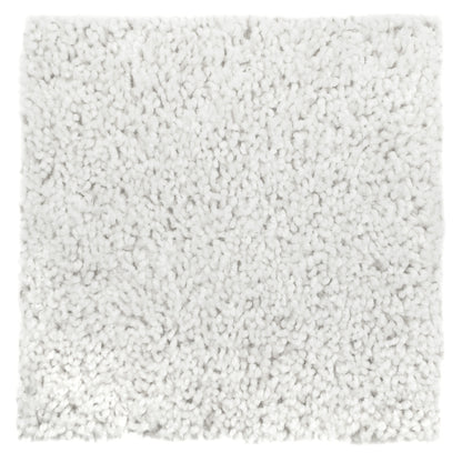 Soft white shag area rug, plush texture, ideal for cozy living rooms or bedrooms.
