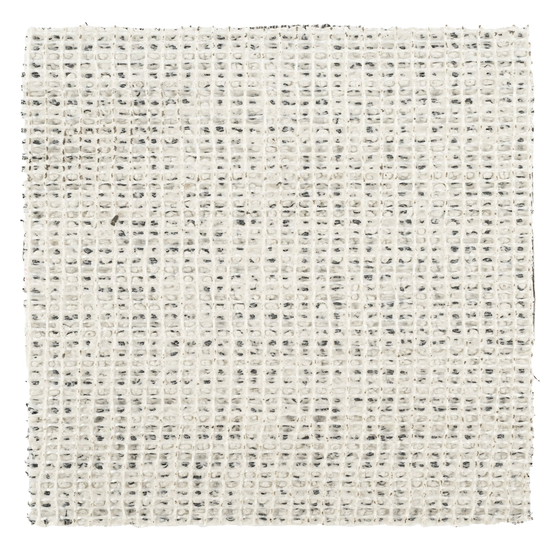Textured cotton fabric swatch in off-white with black flecks, ideal for upholstery and crafts.