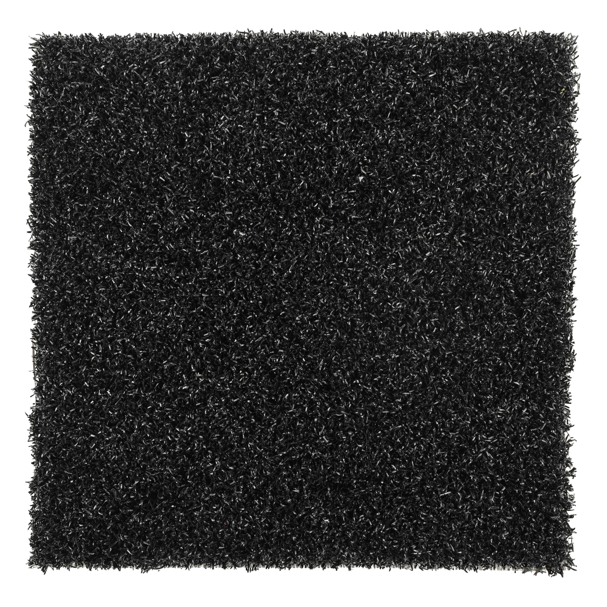 Black artificial grass mat, durable synthetic material, ideal for landscaping and home decor.