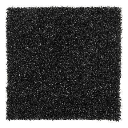 Black artificial grass mat, durable synthetic material, ideal for landscaping and home decor.