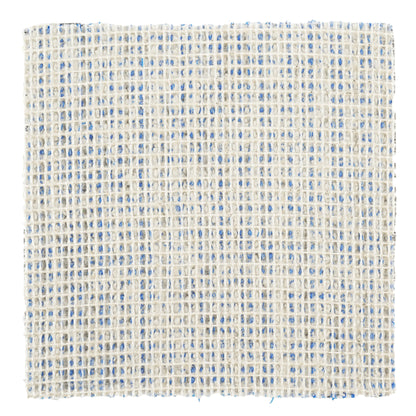 Textured white and blue woven fabric, durable material suitable for various DIY projects or upholstery.