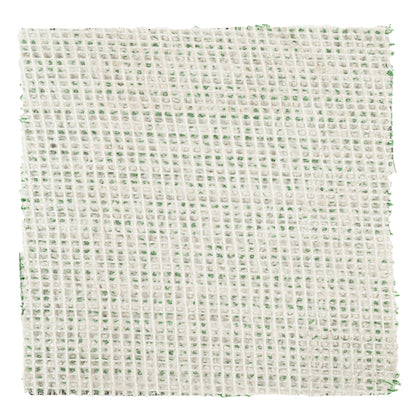 Textured fabric swatch, white with green specks, perfect for craft and upholstery projects.
