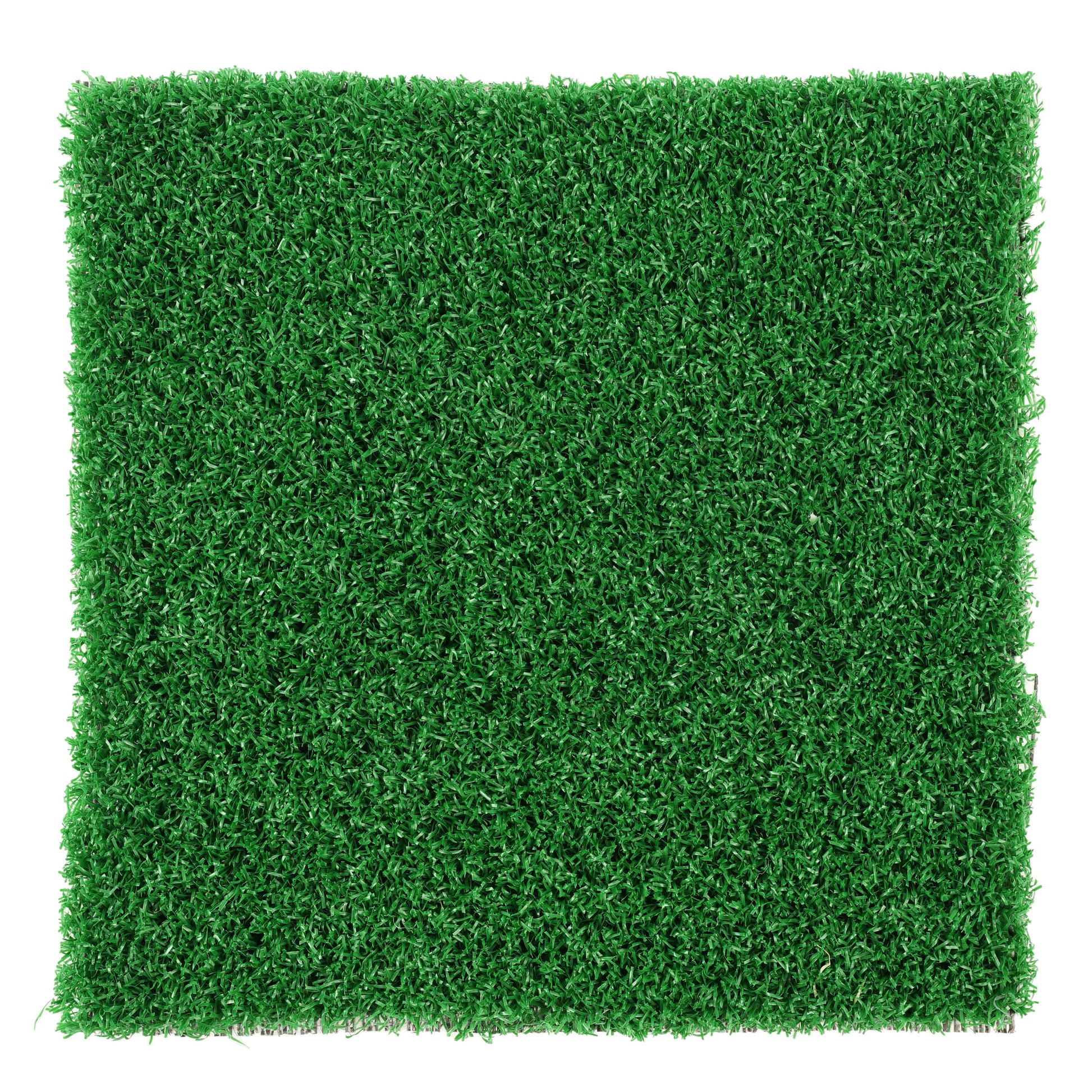 Artificial grass tile in vibrant green color, perfect for landscaping and outdoor decor.