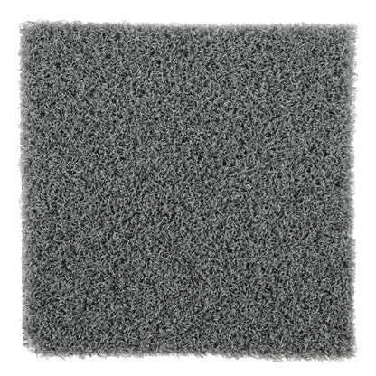 Soft grey shag rug, cozy texture, perfect for living rooms or bedrooms, enhances comfort and style.