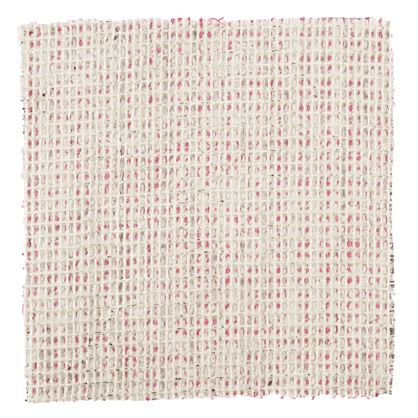 Textured white fabric with pink accents, ideal for crafting and DIY projects.