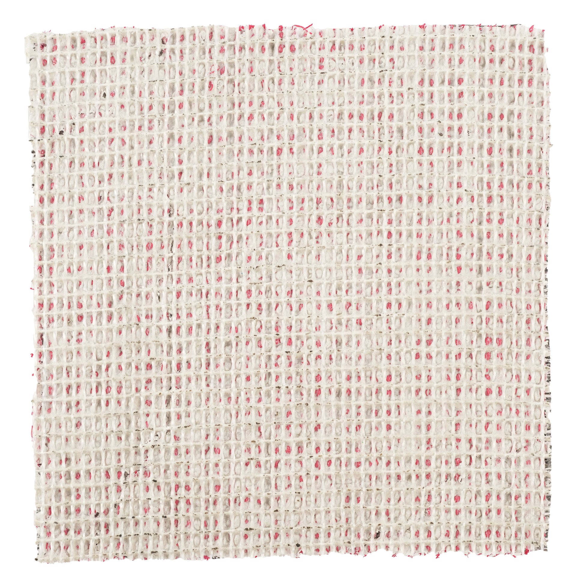 Textured white fabric with pink accents, ideal for crafting and DIY projects.