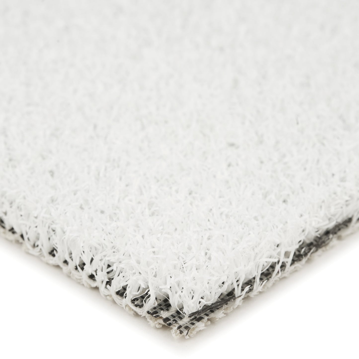 Close-up of a white synthetic turf material, ideal for outdoor spaces and landscaping.