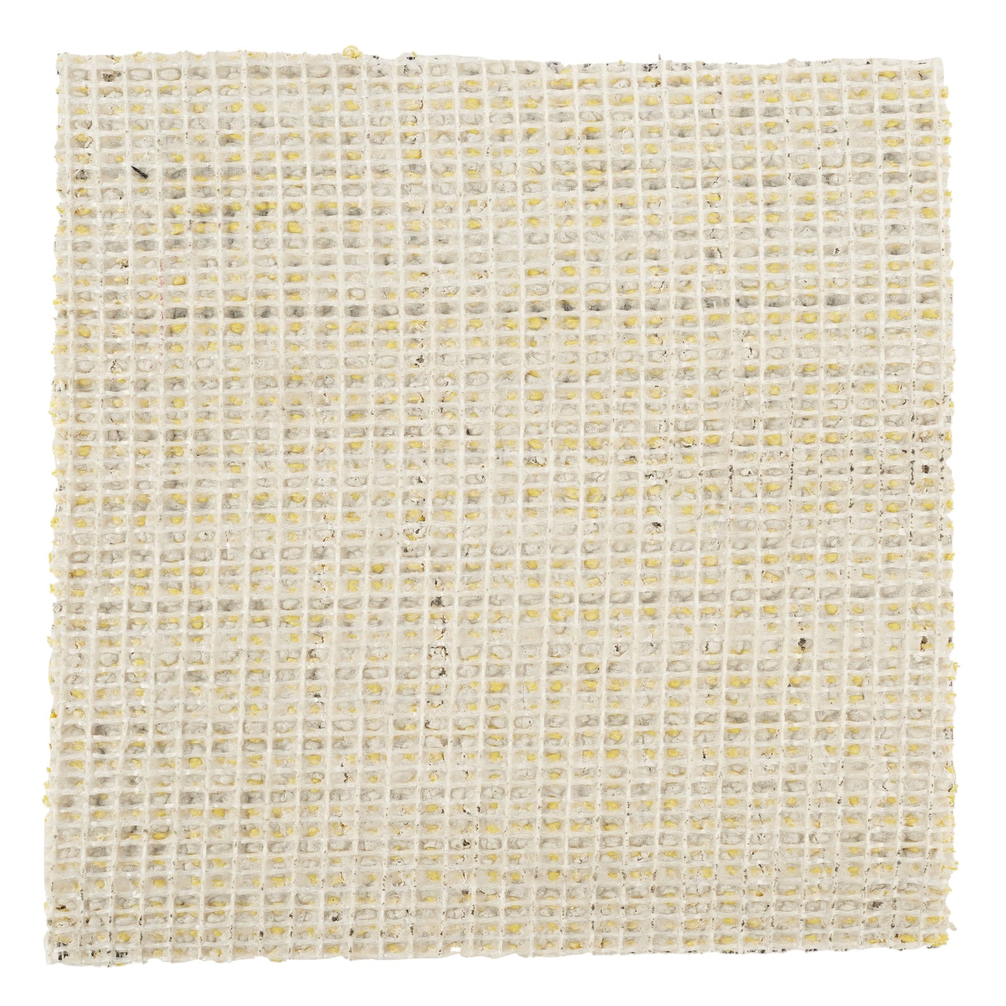 White mesh fabric with grid pattern, ideal for crafting and upholstery projects.